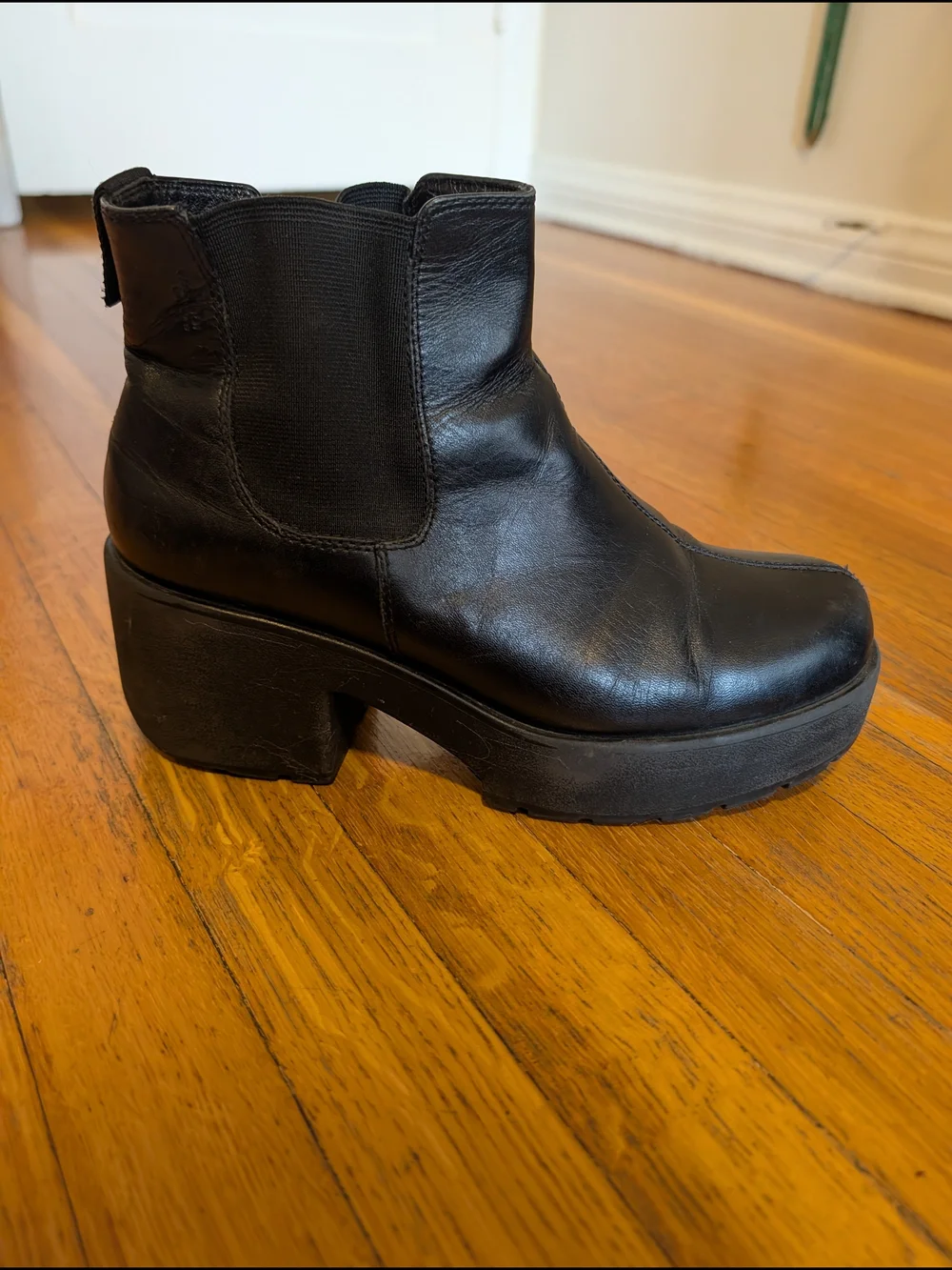 Black Platform Chelsea Ankle Boots - Women's Size 40